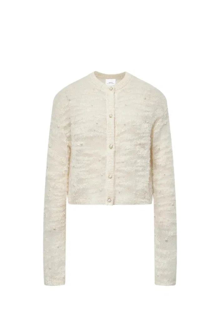 Vega Hand Swen Pearl Cardigan in Alpaca Blend Bouclé Knit